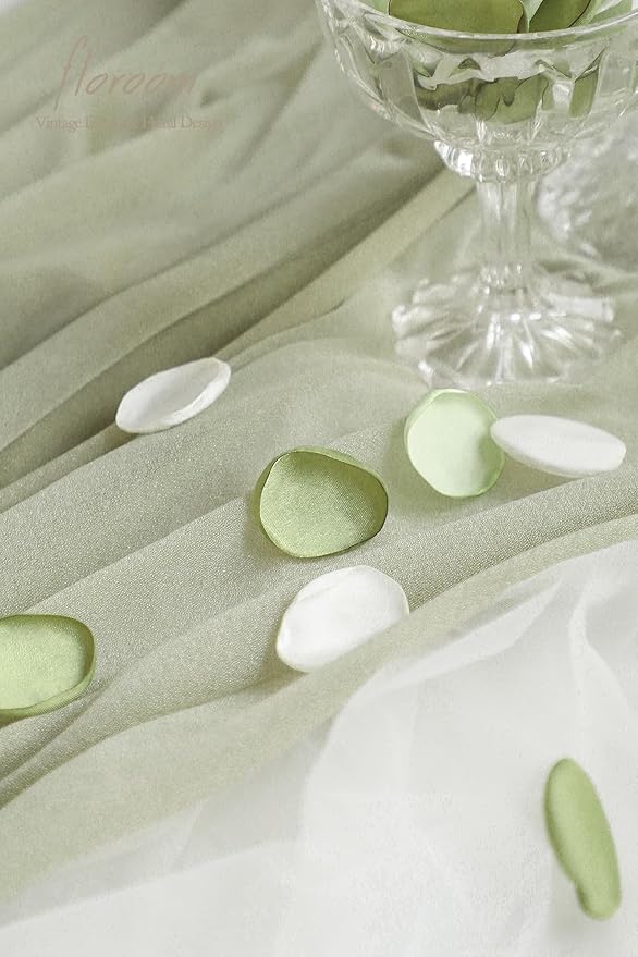 Floroom 300pcs Rose Petals Sage Green Elf Green Faux Silk Flower Petals for Wedding Flower Girl Basket Aisle Scatter Dinner Table Centerpieces Party Confetti Bridal Shower Romantic Night Decoration