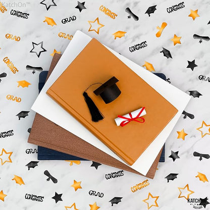 KatchOn, Congrats Grad Graduation Confetti 2025 - Pack of 1000 | Orange and Black Class of 2025 Decorations | Grad Confetti for Orange and Black Graduation Decorations 2025