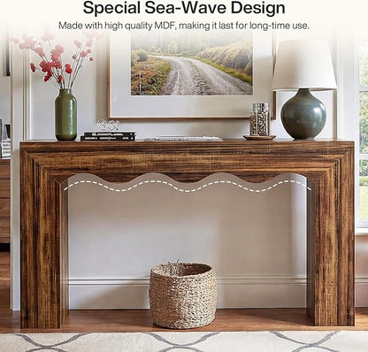 Tribesigns 63" Farmhouse Console Table, Wooden Couch Table Behind Sofa with Storage, Long Entryway Sofa Station, Narrow Console Stand with Base, Hallway Stand for Entryway (1, Rustic Brown)
