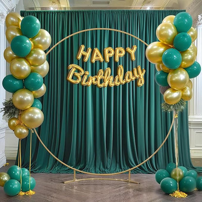 8 x 10ft Hunter Green Backdrop Curtains for Party Wedding Back Drop Soft Fabric Curtains Dark Green Photo Background Wrinkle Free Polyester for Birthday Christmas Party Graduations, 2 Panels