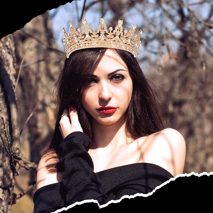 10 Pieces Crown Tiara for Women Crystal Headband with Comb Princess Rhinestone Queen Crown Bridal Hair Accessories Jewelry for Women Prom Birthday Party Wedding Gifts(Gold)
