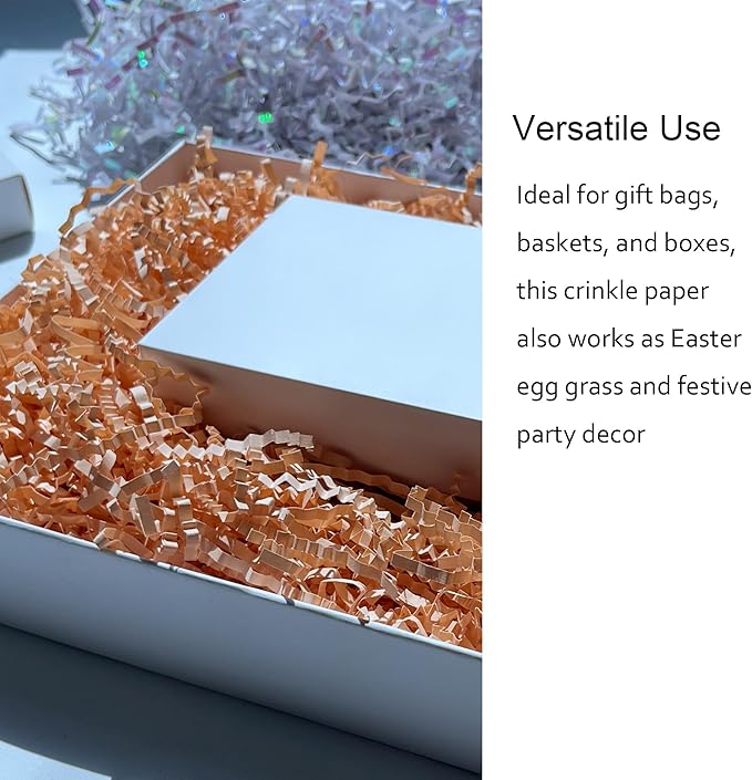 2 LB Champagne Crinkle Cut Paper Shredded Filler for Gift Baskets Easter Grass Party Favors stuffers