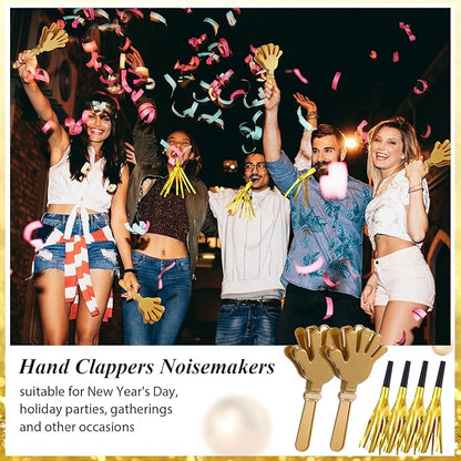 48 Pack Party Noisemakers New Years Eve Party Supplies Include 24 7.5 Inch Large Hand Clappers 24 Blowers Whistle for Aldult Birthday 2025 New Years Eve Favor(Gold)