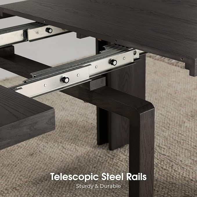 Transformer Table - Solid Wood Extendable Dining Table, Seats 2-12, Expandable Dining Room Table, Space-Saving Furniture, Kitchen and Dining Room Furniture (Black, Table + 4 Chairs)