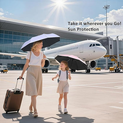 BAODINI Travel Essentials Mini Umbrella for Purse With Case Small Compact UV Sun Protection Lightweight Tiny Pocket Manual Open Close Umbrella for Women Kids and Men Fits Purse Backpack