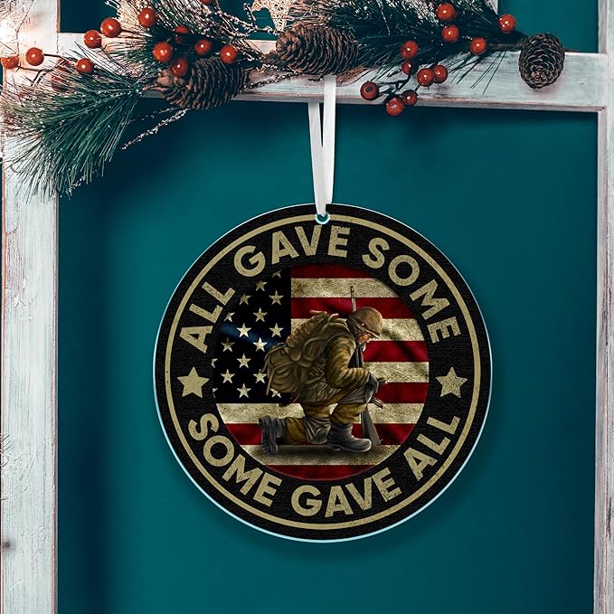 FLAGWIX Christmas Veteran Gifts for Men Women - Acrylic Christmas Ornaments 2025 for Tree Decorations - Army Gifts for Men Dad Grandpa Veterans, Patriotic Christmas Ornaments, Veterans Day Gift