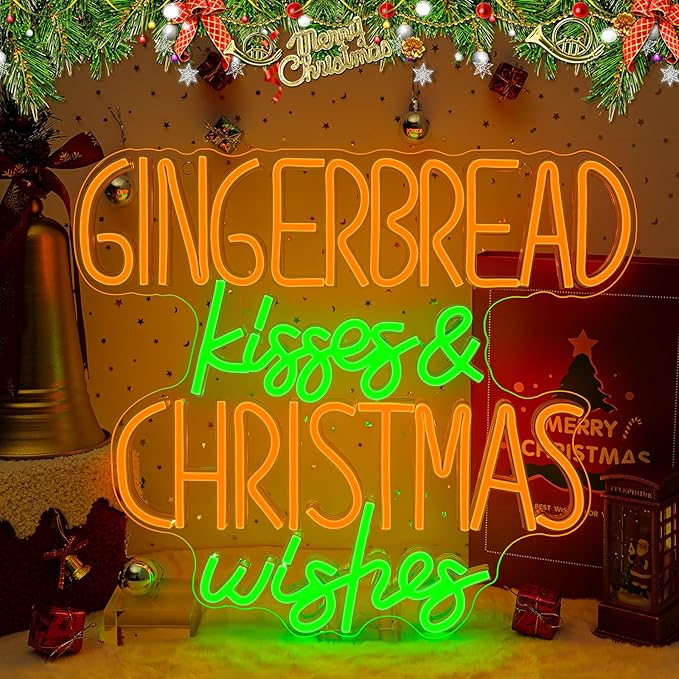 Horseneon Christmas Neon Sign Sweet Christmas LED Wall Light for Kitchen Dining Room USB Powered Adjustable Brightness Holiday Home Decor Gift
