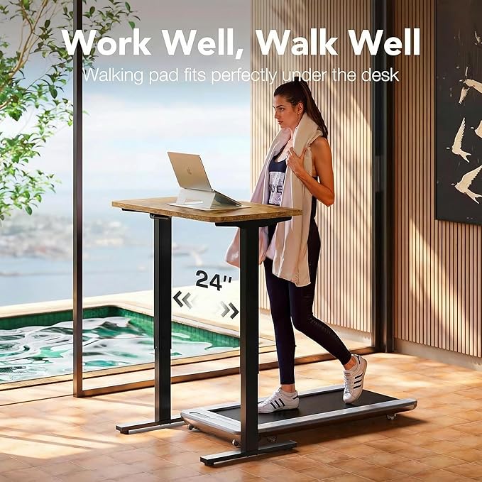 HUANUO 32" Small Electric Standing Desk Adjustable Height, 4 Memory Height Settings, Sit Stand Up Desk for Home Office & Computer Workstation, Vintage Brown