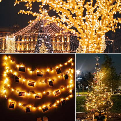 Beieverluck 16 Pack 33FT 100 LED Fairy Lights Battery Operated Fairy Lights with Remote and Timer Waterproof String Lights Outdoor Indoor for Bedroom Wedding Christmas Decorations, Warm White