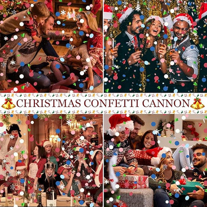 Confetti Cannon Christmas Multicolor Party Poppers 2 Pack Confetti Popper 12 Inch Xmas Confetti Shooters Colorful Confetti Cannons Bulk for Christmas New Year Eve Festival Holiday Celebrations