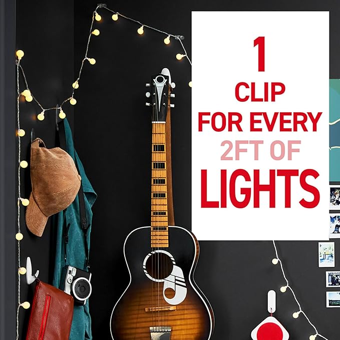 Command Indoor Mini Light Clips, Damage Free Hanging Christmas Light Clips, Mini Wall Clips for Hanging Indoor Christmas Decorations, Lights and Cables, 90 Clear Clips and 108 Strips