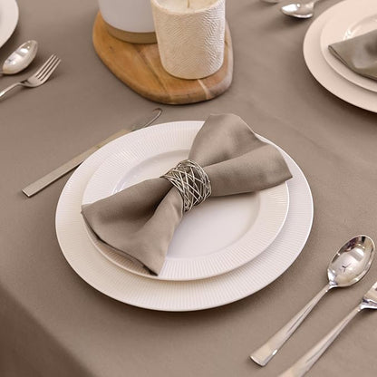 Encasa XO Beige Cloth Napkins Set of 12, 17"x17" | Solid Color Cotton Dinner Napkins | Washable & Reusable Napkins for Dining Table Fall Decoration, Holiday & Christmas Festivals