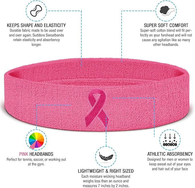 Suddora Workout Headband for Men and Women, Moisture-Wicking Athletic Sweatband, Lightweight Cotton Terry Cloth Bands for Basketball, Tennis, Football, Gym, Running, Cosplay & Costumes