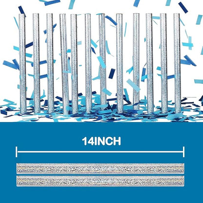BATTIFE 6Pink+6Blue Gender Reveal Confetti Sticks, Confetti Shoot Poppers, Tissue Paper Flick Flutter Wands for Baby Born Girl of Boy Party, 14inch