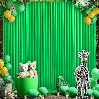 10x10 Green Backdrop Curtain for Parties Baby Shower Wrinkle Free Green Photo Curtains Backdrop Drapes Fabric Decoration for Birthday Party 5ft x 10ft,2 Panels