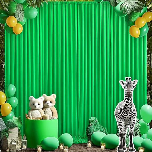 10x10 Green Backdrop Curtain for Parties Baby Shower Wrinkle Free Green Photo Curtains Backdrop Drapes Fabric Decoration for Birthday Party 5ft x 10ft,2 Panels