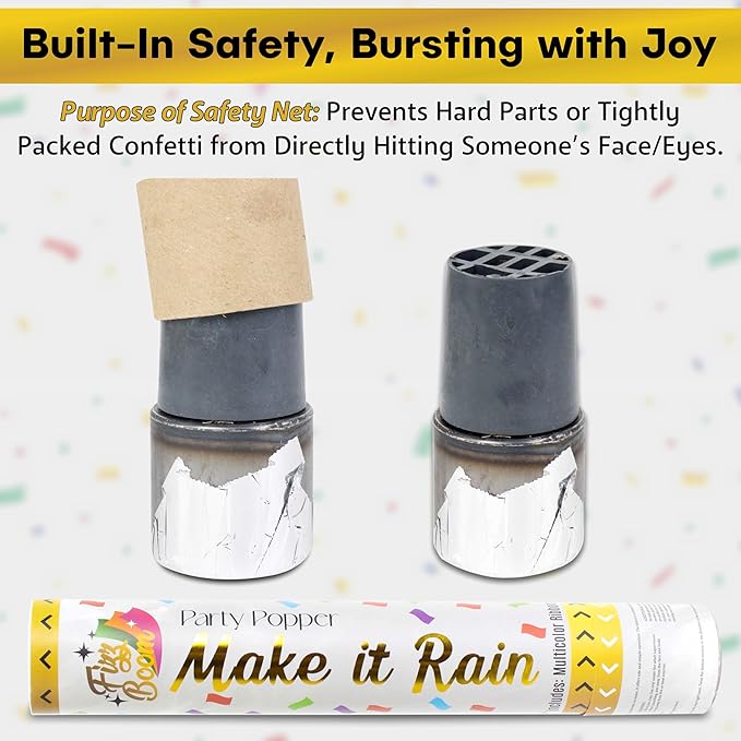 12 Pack 12 Inch Confetti Poppers, Biodegradable Confetti Popper Set for Wedding, Birthday Party Celebrations | Releases 15 ft in the Air