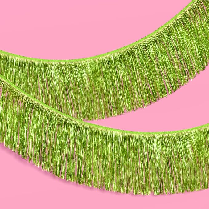 xo, Fetti Party Decorations Lime Green Fringe Banner - 4 ft. | Bachelorette Party Supplies, Birthday Photo Booth, Margarita Bach Decor, Bridal Shower Backdrop