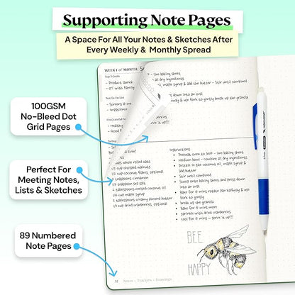 Roterunner Purpose Planner Notebook A5 5.8”x8.3” Undated 2026 Daily Weekly and Monthly Productivity Goal Setting Tool for Work Home ADHD Planner for Adults Self Care Journal (Green Hardcover)