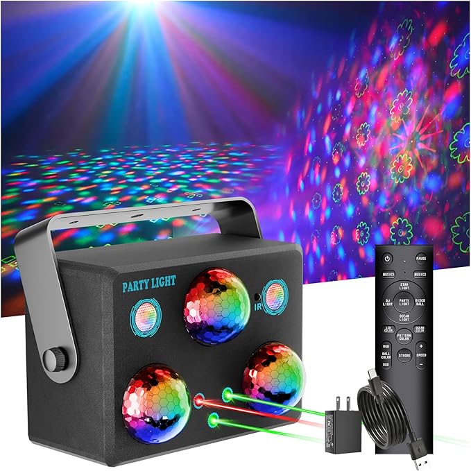 Disco Ball Party Lights,DJ Disco Lights,Sound Activated LED Stage Light Star Ocean Projector with Remote Control for Home Decoration Parties Gift Club Bar Festival Christmas Birthday Wedding