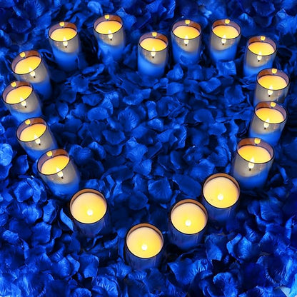 NURADA Flameless Candles: LED Pillar Acrylic Electric Battery Candles with Remote and Timer for Wedding Party Home Valentine Romantic Decor - Pack of 3 Blue
