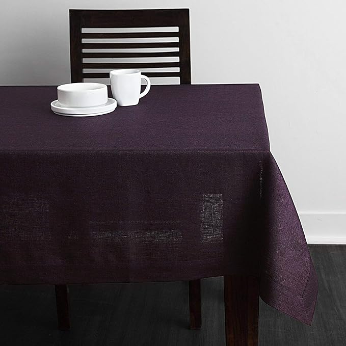 Solino Home Grape Linen Tablecloth 60 x 108 Inch - 100% Pure Linen Table Cloth for Rectangle Tables - Athena, Machine Washable Tablecloth for Fall, Autumn, Winter, Christmas, Holiday, New Year