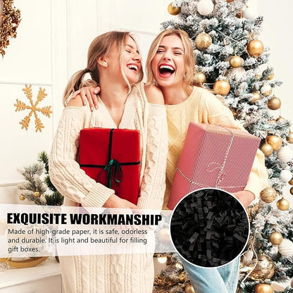 ZEBMOON 1 LB Black Crinkle Cut Paper Shred Filler Great for Gift Wrapping, Basket Filling, Birthday, Wedding, Halloween, Thanksgiving, Christmas Day, New Year Party Decorations Filling Supplies