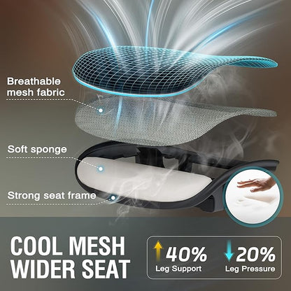 ELABEST Mesh Office Chair,Ergonomic Computer Desk Chair,Sturdy Task Chair- Adjustable Lumbar Support & Armrests,Tilt Function,Comfort Wide Seat,Swivel Home Office Chair