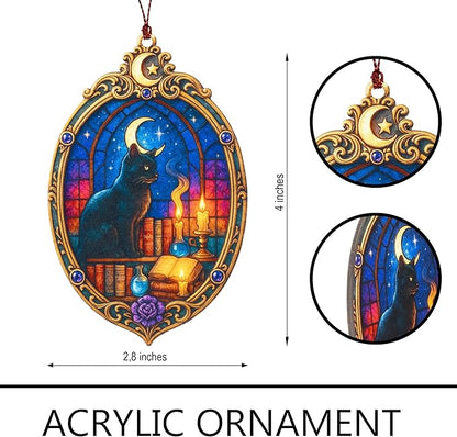 Mystic Black Cat Ornament – Black cat – Witch Gifts – Gothic Decor – Christmas Ornament – Christmas Ornament 2025 – White Elephant Gifts - Xmas Tree Funny Decoration