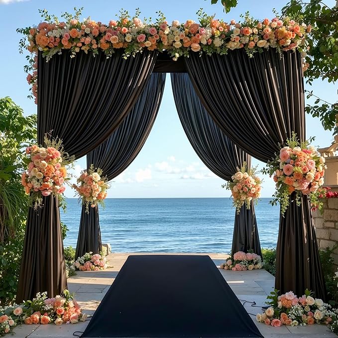 10 x 10 FT Black Backdrop Curtains for Parties, 10ft Long Curtains for Backdrop Wrinkle-Free Polyester Black Photo Drapes Soft Fabric with Rod Pockets for Birthday Wedding Ceremony Prom Events RIP