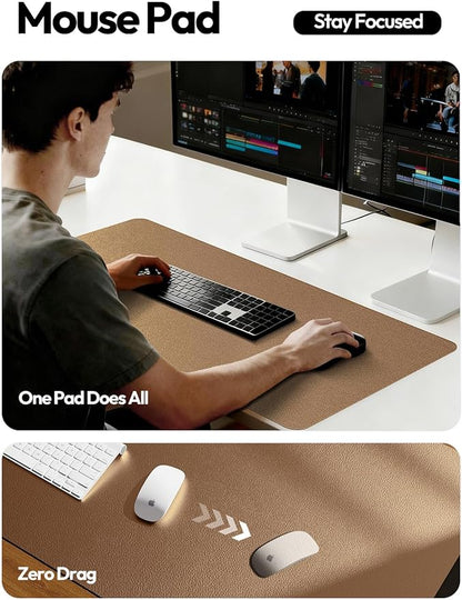 YSAGi Leather Desk Pad Protector, Office Desk Mat, Large Mouse Pad, Non-Slip PU Leather Desk Blotter, Laptop Desk Pad, Waterproof Desk Writing Pad for Office and Home (Bronze, 47.2" x 23.6")