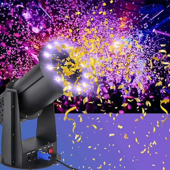 LED Confetti Machine, 1500W Electric Confetti Lights Confetti Blower with Remote Control Digital Confetti Cannon for DJ Parties, Nightclubs, Weddings, Stages, Concerts, Event Shows