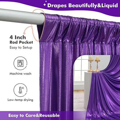 10ftx10ft Shimmer Purple Sequin Backdrop Curtain for Parties-2 Panels 5x10ft Thick Wrinkle Free Glitter Backdrop Drapes Photo Back Drop Curtains for Girl Birthday Wedding Photography Background