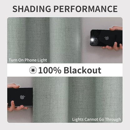 Joydeco Custom Sage Green Textured Total Blackout Curtain for Bedroom and Living Room. Grommet Textured Thermal Insulated Room Darkening Curtain 1 Panel (Custom Size and Color)
