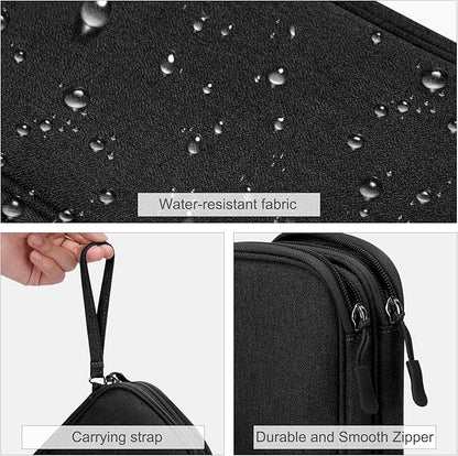 FYY Electronic Organizer, Travel Cable Organizer Bag Pouch Electronic Accessories Carry Case Portable Waterproof Double Layers Storage Bag for Cable, Cord, Charger, Phone, Earphone, Medium, Black