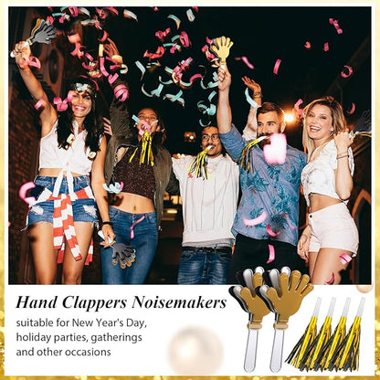 48 Pack Party Noisemakers New Years Eve Party Supplies Include 24 7.5 Inch Large Hand Clappers 24 Blowers Whistle for Aldult Birthday 2025 New Years Eve Favor(Mixed Colors)