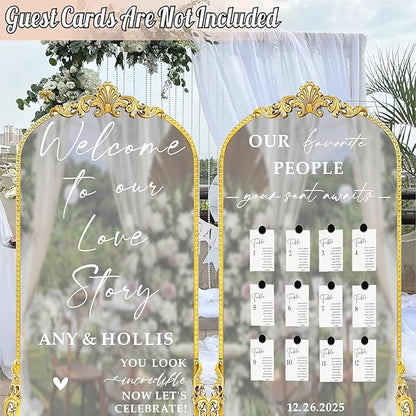 Personalized Wedding Sign Decals for Mirror Custom Welcome to Our Wedding Mirror Signs for Reception DIY Bride & Groom Names Date Vinyl Stickers Marriage Lettering Vinyl Decal for Party Entry Backdrop