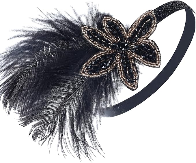 1920S Headband For Women Feather 20s Gatsby Headpiece Flapper Headband for Girl