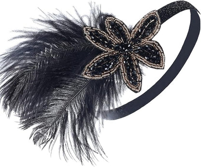 1920S Headband For Women Feather 20s Gatsby Headpiece Flapper Headband for Girl