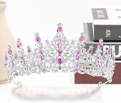 TAROSE Silver Tiaras for Women and Girls, Crystal Gold Crowns for Women, Hair Accessories for Bride/Halloween/Prom/Birthday