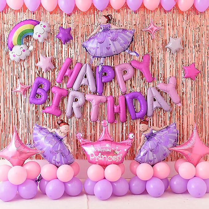2 Pcs Rose Gold Metallic Tinsel Foil Fringe Curtains Backdrop, 3.28 ft x 6.56 ft Streamers for Birthday Wedding Engagement Bachelorette Party Photo Booth Bridal Shower Baby Shower Decorations Supplies