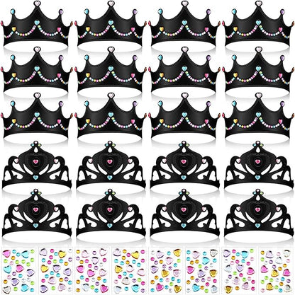 Yaomiao 44 Pcs Foam Crowns for Kids Princess Tiaras Crowns Bulk Diamond Sticker Making Kits for Birthday Party Supplies