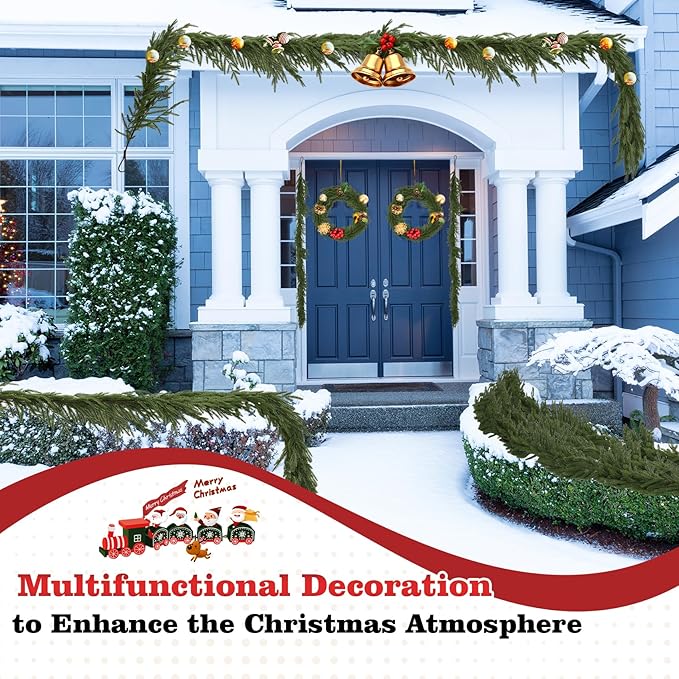 4 Pcs 6 Ft Christmas Norfolk Pine Garlands, Christma Greenery, Christmas Decor, Christma Garland Faux for Table, Mantle, Wall, Indoor, Outdoor Christma Decorations (4Pcs,6 FT)