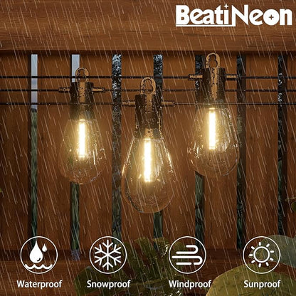 Outdoor String LED Patio Lights - 50FT, IP65 Waterproof Outside Patio Lights with 16 (15+1) S14 LED Bulbs for Bistros Backyard Gazebo Porch Party, 2700K Warm White, 131 Strands Connectable