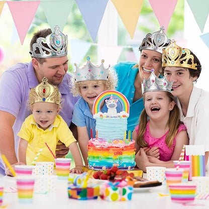 Yaomiao 44 Pcs Foam Crowns for Kids Princess Tiaras Crowns Bulk Diamond Sticker Making Kits for Birthday Party Supplies