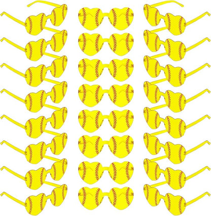 Pibupibu 12/24 Pack Volleyball Softball Football Soccer Gifts for Team Coach Heart Sunglasses Bulk Sports Party Favor Glasses