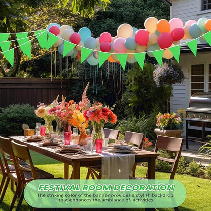 100 Feet Pennant Banners Flags 75 Solid String Triangle Flags for Grand Opening, Carnival Theme Birthday Party Decoration Outdoor Events Classroom Decoration(Green)