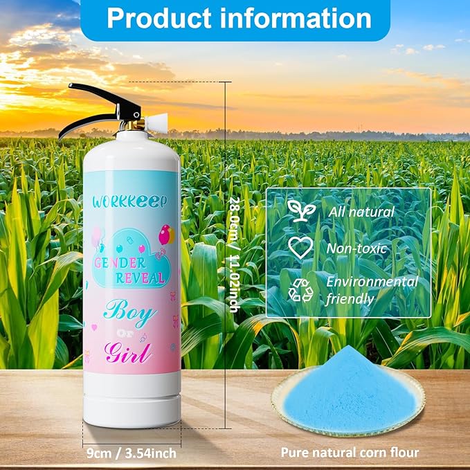 Giant Gender Reveal Fire Extinguisher Color Blasters: 2 Pcs Blue Blaster Only for Baby Boy with Blue Smoke suitable Gender Reveal Party Decorations - Blasts 20+ Feet (Blue)
