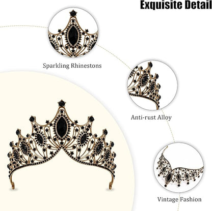 TAROSE Silver Tiaras for Women and Girls, Crystal Gold Crowns for Women, Hair Accessories for Bride/Halloween/Prom/Birthday