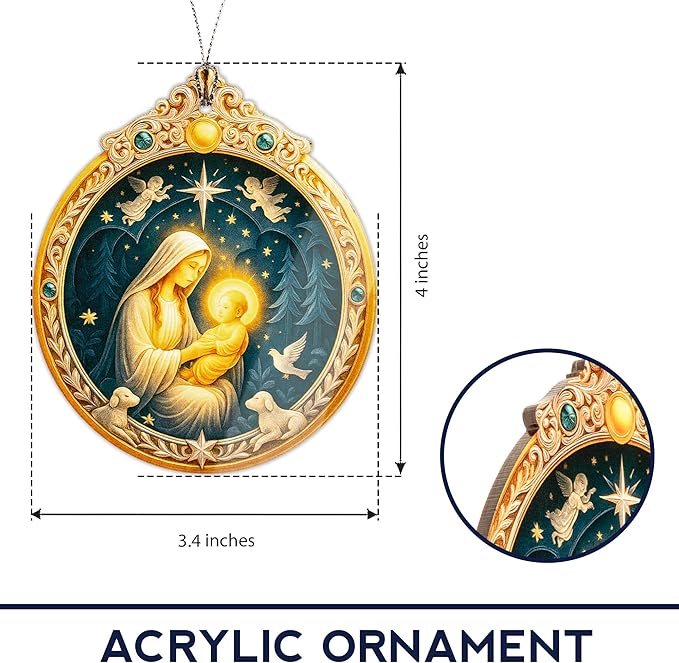Nativity Mary and Baby Jesus Ornament – Nativity Ornament – Religious Gifts – Christian Decor – Christmas Ornament – Christmas Ornament 2025 – White Elephant Gifts - Xmas Tree Funny Decoration